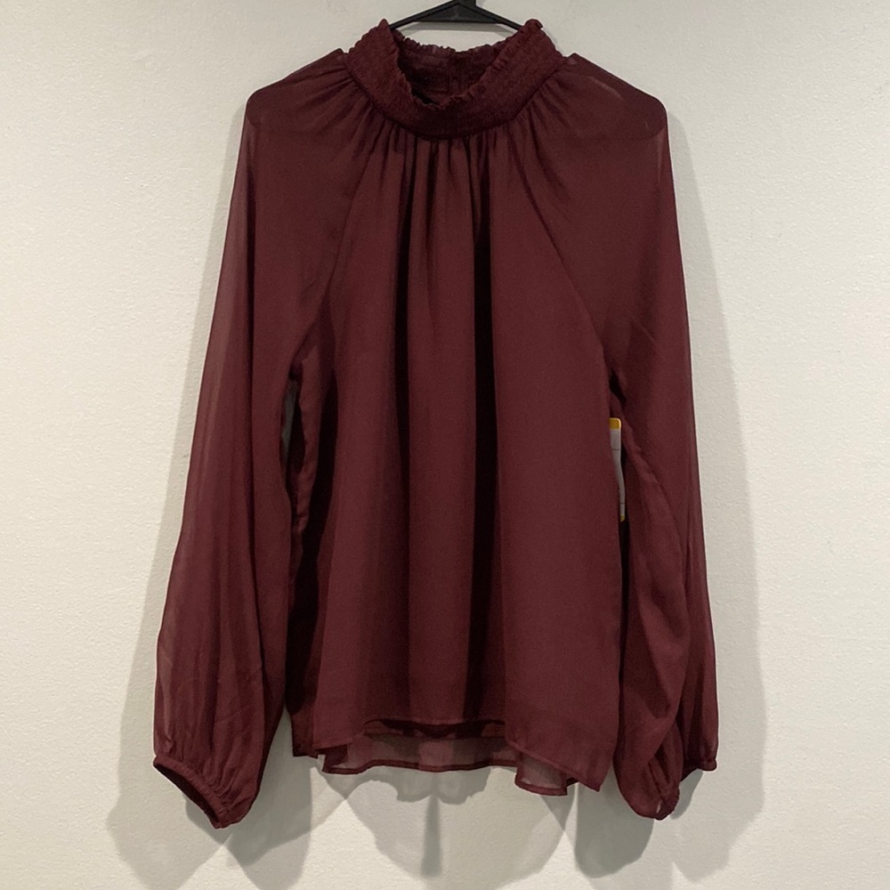 Joie Limited Edition Wine Colored Long Sleeve Smocked Top - Size Medium